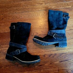 Clarks Black Suede Combat Boots